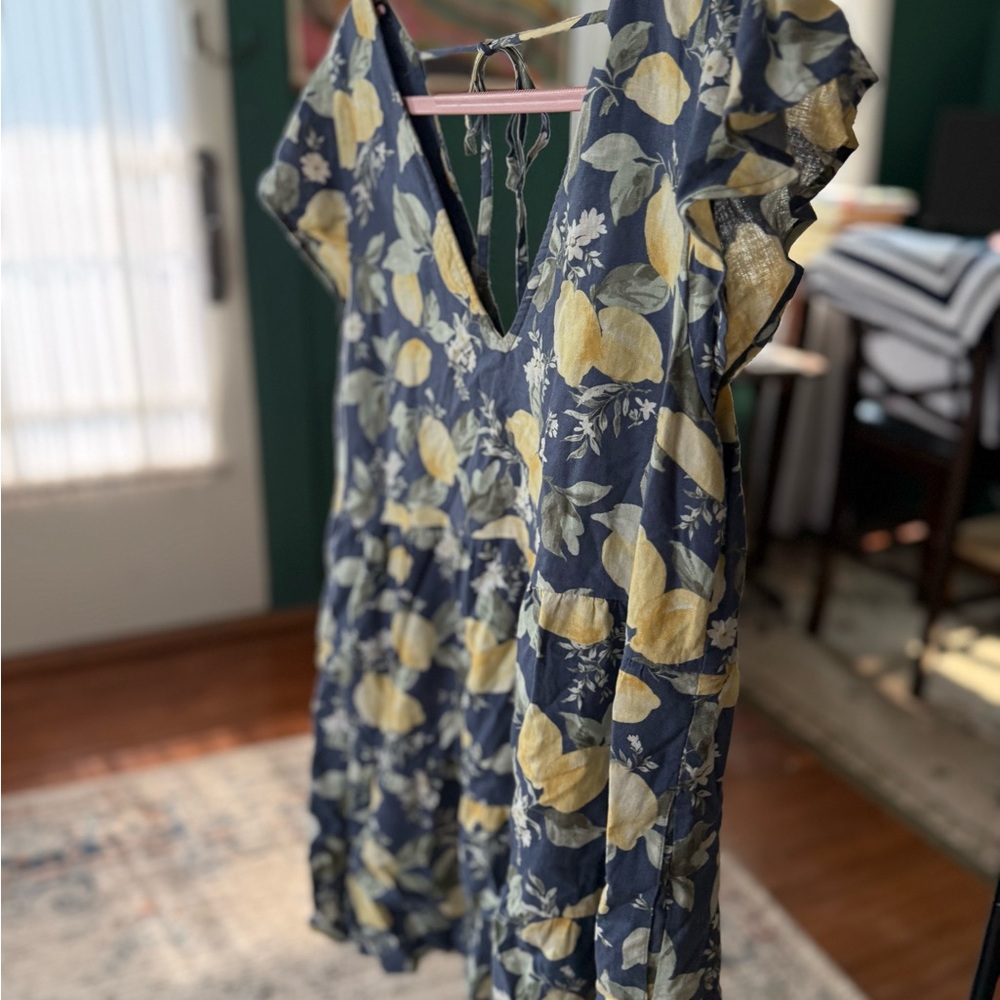 Abercrombie & Fitch Navy and Yellow Floral Mini Dress